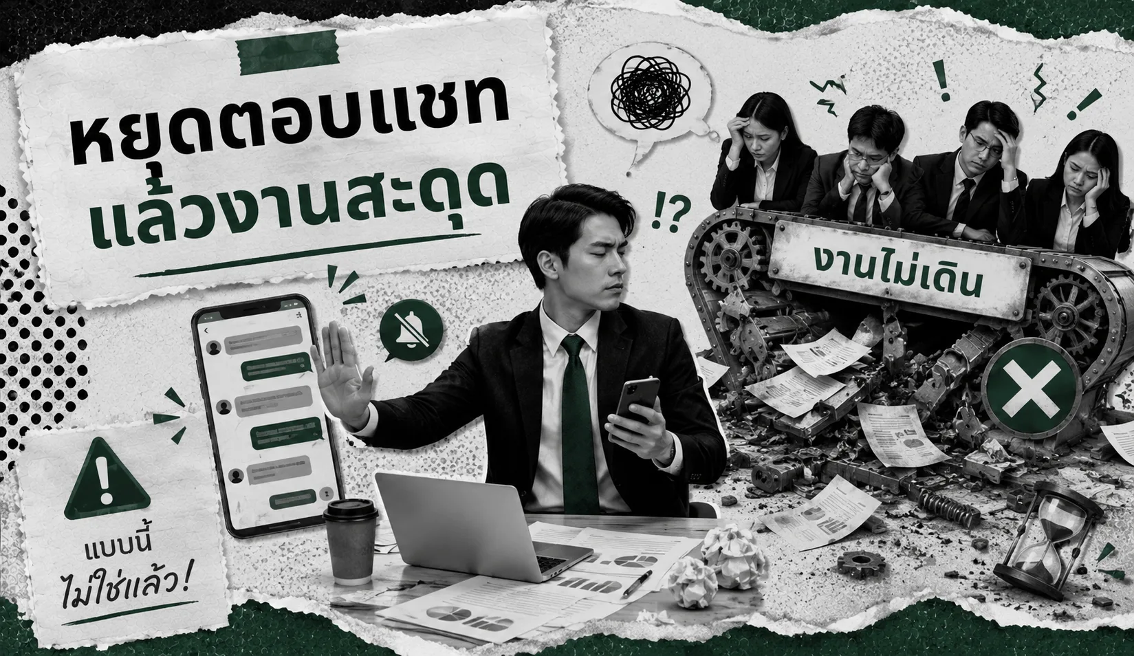 ถ้าคุณหยุดตอบแชท แล้วงานเริ่มติด
